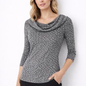 NWT-REITMENS-Grey Cowl Neck Knit Top XS Stretch Office Work